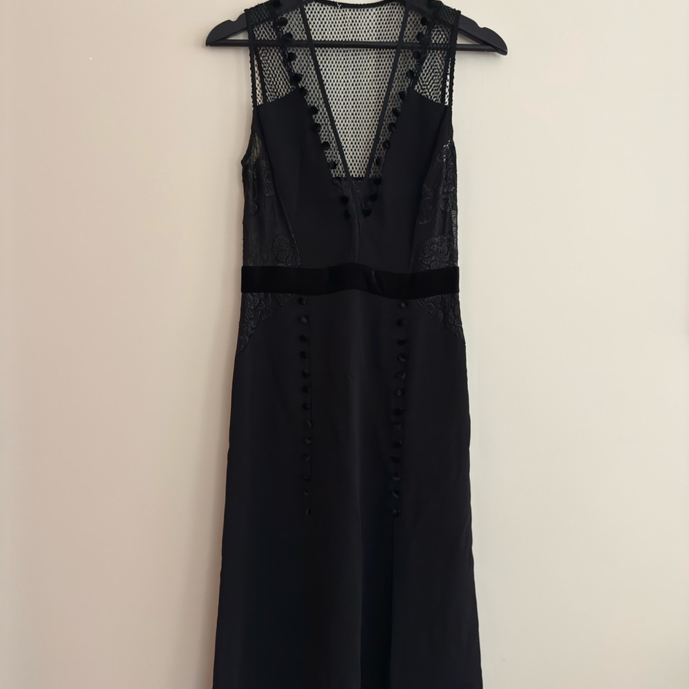 A.L.C Black Harlow Floral Lace V-Neck Midi Dress US Size 4